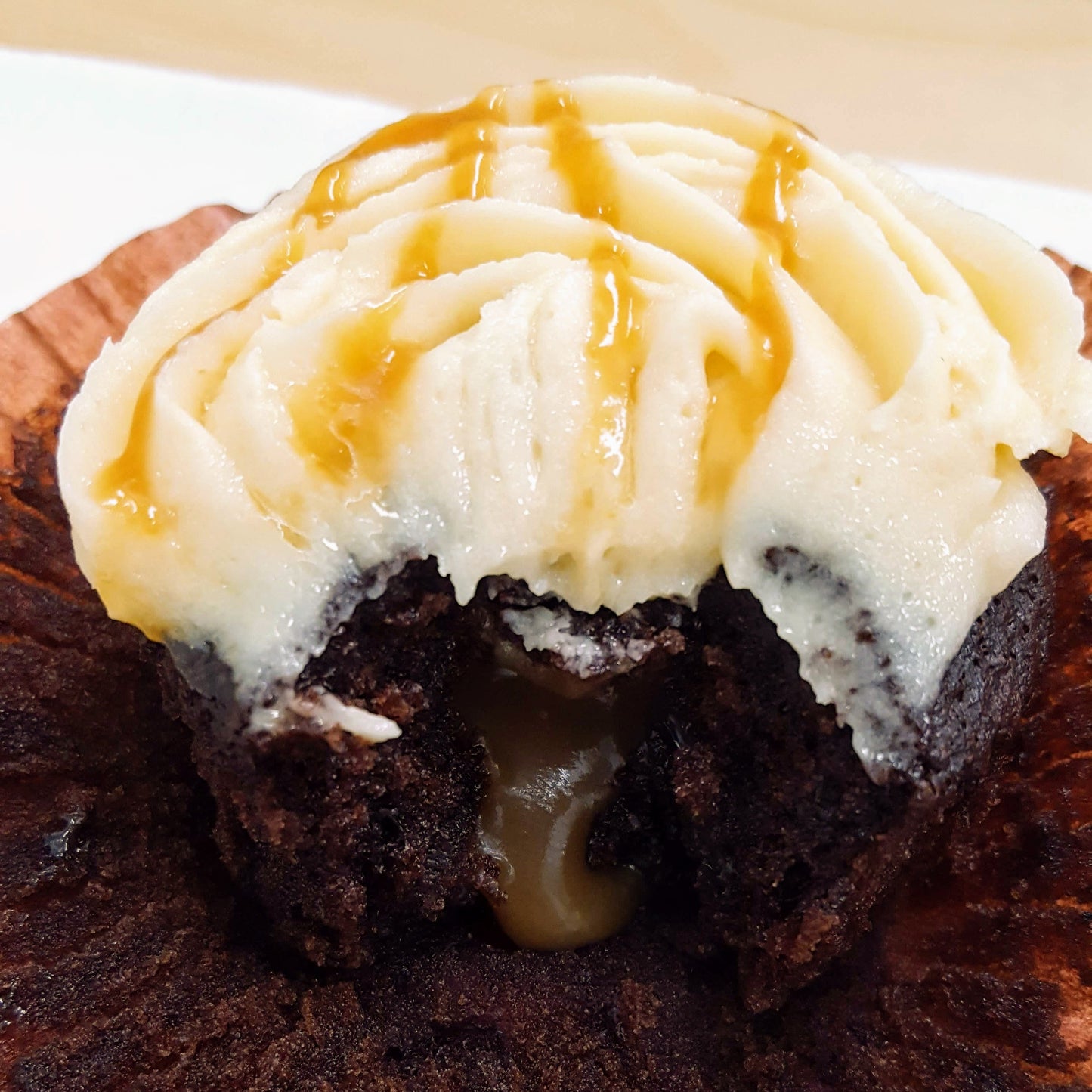 chocolate cupcake with salted caramel